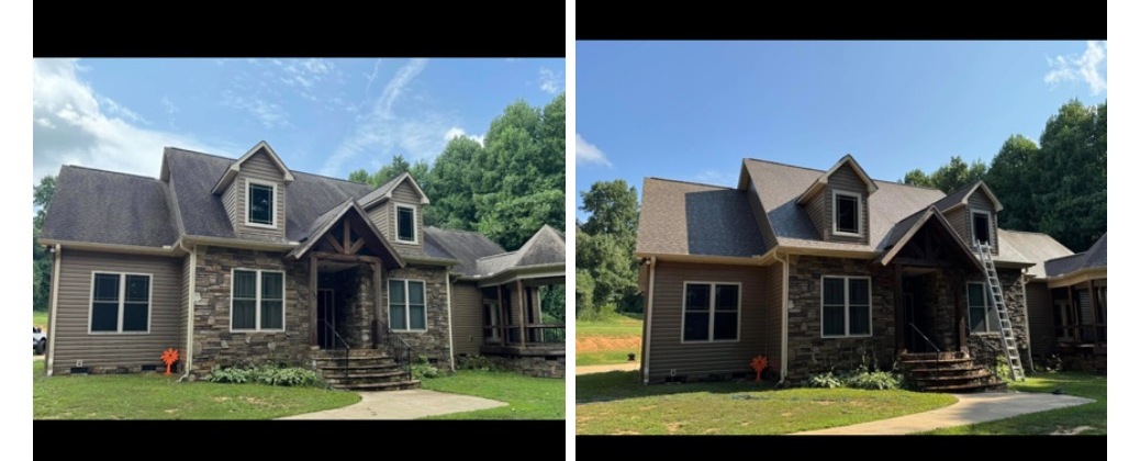 Craftsman roof, soft-washed. — before and after by Hoffs Exterior Cleaning